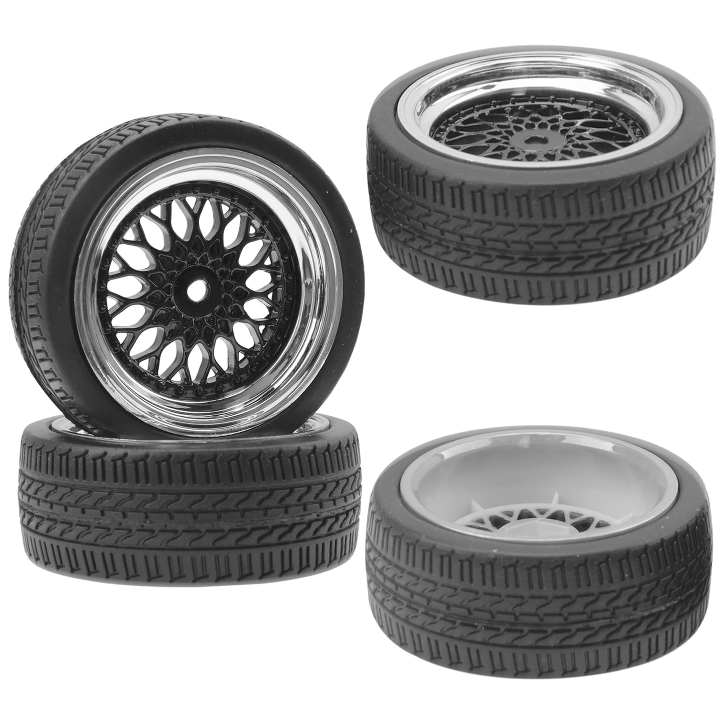 ShareGoo RC 1/10 On Road Tires & Wheel 12mm Hex Plastics Rims Compatible with Tamiya TT01 TT02 Kyosho Sakura D3 Traxxas 4Tec 2.0