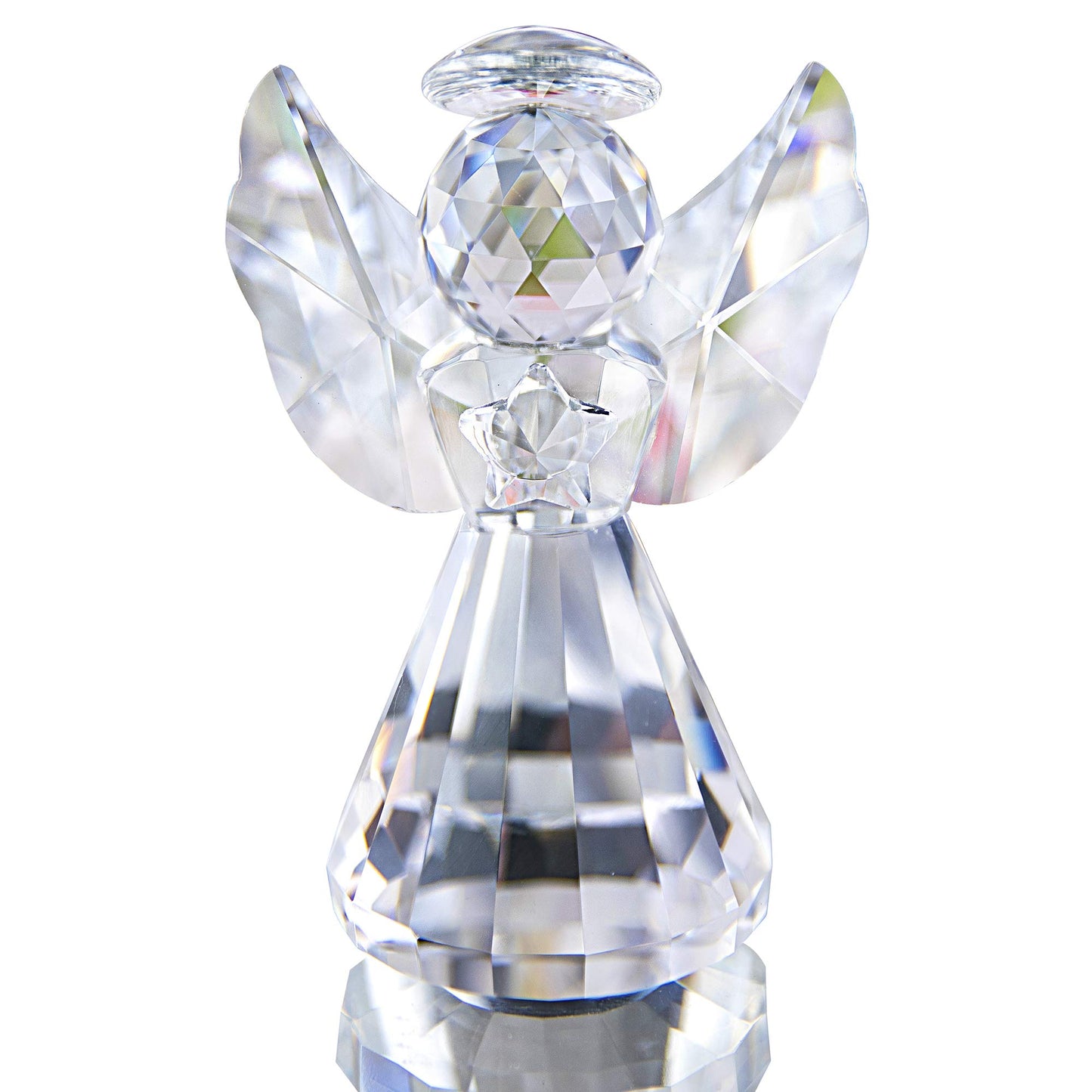 Hdcrystalgifts 3Inch Crystal Guardian Angel Figurine Paperweight Decor Glass Angel Statue Ornaments Art Collectible Gift For Women (Clear)
