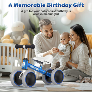 Baby Balance Bike For 1 Year Old, Toddler First Balance Bike, No Pedal Infant 4 Wheels Baby Walker First Birthday Gift, Mini Bik