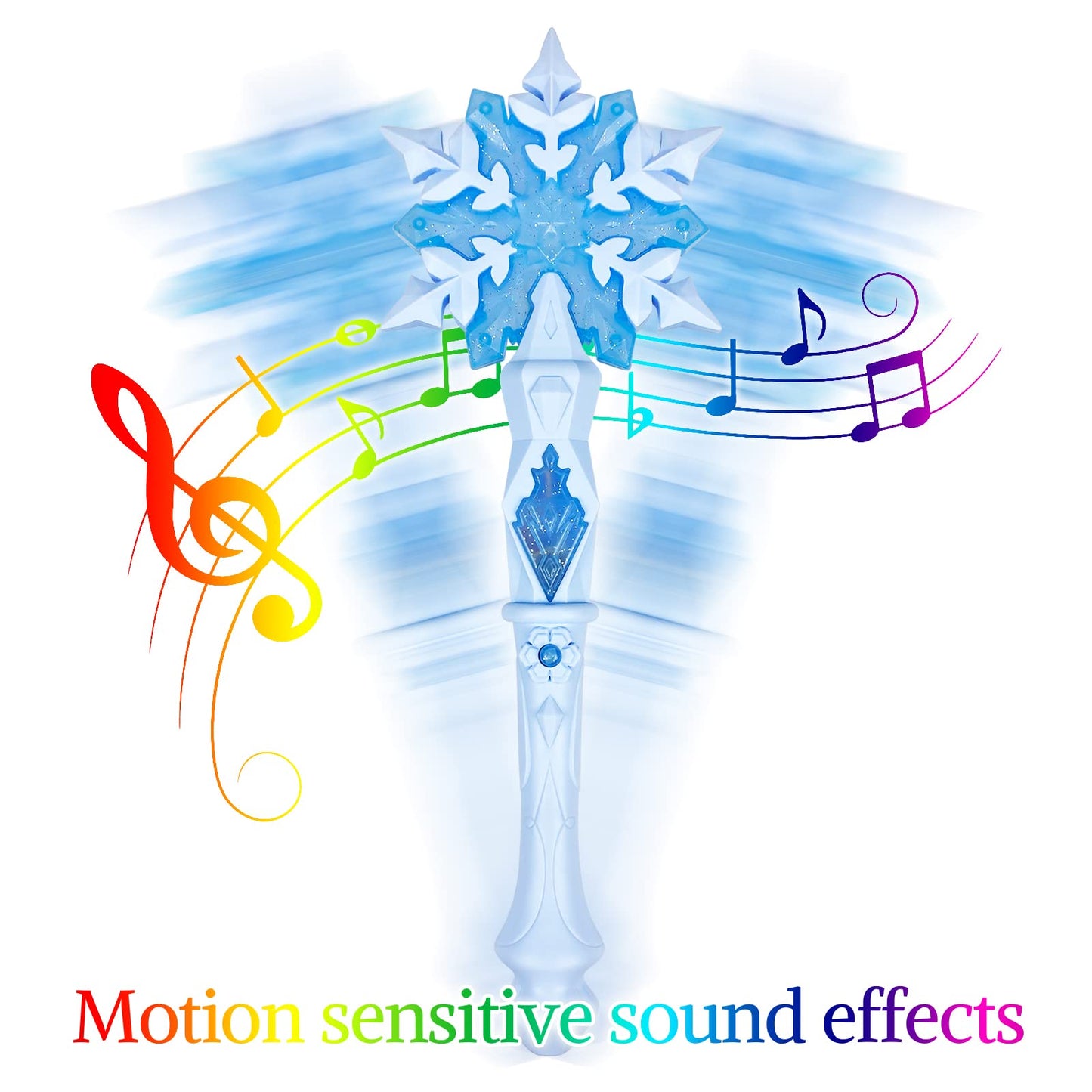 Light Up Frozen Snowflake Wand With Sound(Motion Sensitive) Magic Toy For Kids Girls Princess Party Favors Costume Cosplay Acces