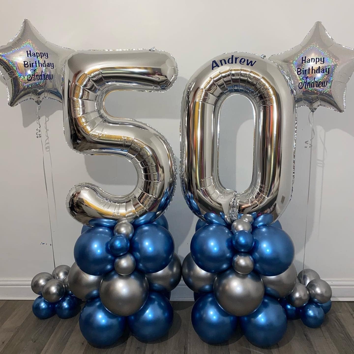 Paticool Silver Number 5 Balloon, 40 Inch Large Number Foil Mylar Balloons For 5Th Girl Boy Birthday Party Celebration Decoratio