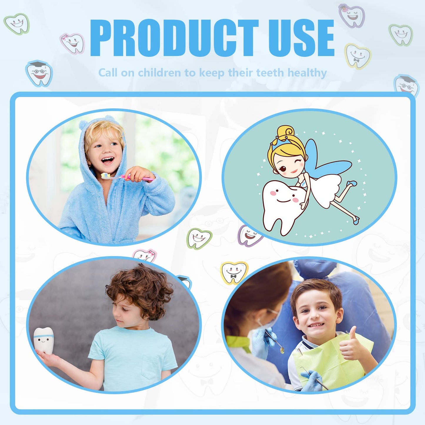 300 Pcs Tooth Stickers Funny Teeth Sticker Tooth Shaped Dental Stickers for Kids Classroom Party Prizes Car Office Wall Laptop W