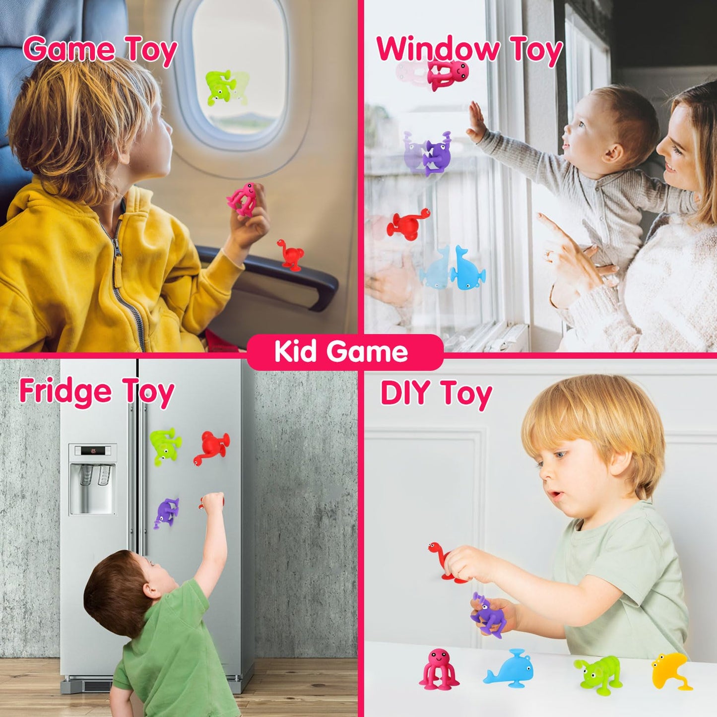 Suction Kids Bath Toy For Baby Aged 3 4 5 Years Old, 10Pcs Animal Bath Suckers For Toddler, Window Shower Tools With Mesh Bag St