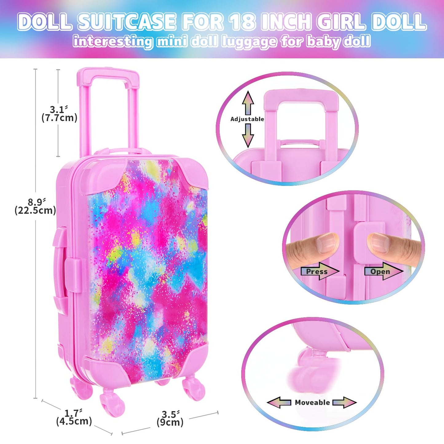 K.T. Fancy 18 Inch American Doll Clothes and Accessories  Doll Travel Suitcase Playset for Girls  Cute Travel Doll Clothes for 18 Inch Girl Doll(Not Include Doll & Shoes) (Sequin )