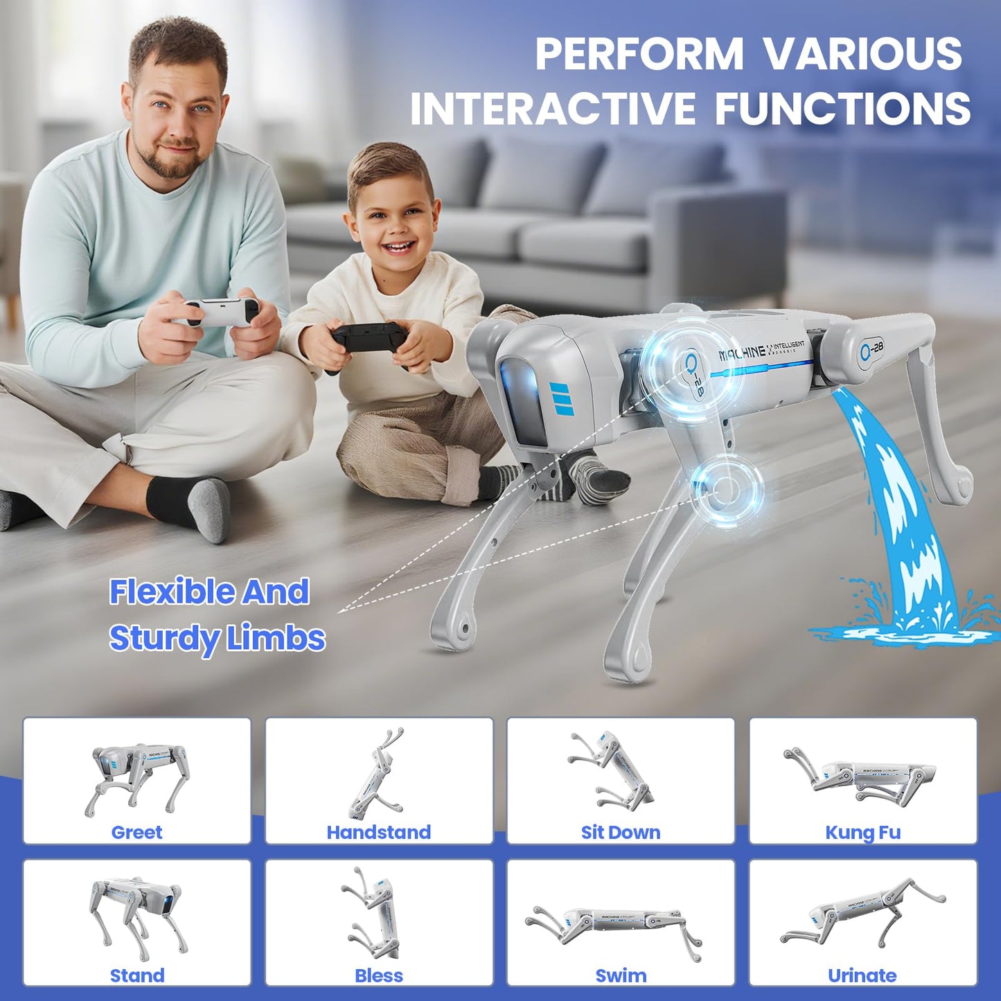 cxjoigxi Smart Robot Dog for Kids, Interactive STEM Robot Pet with Voice & Remote Control, App Programming, 30+ Actions, Bionic