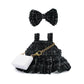 17cm Doll Clothes - enhanced Handmade Clothes 3 Piece Set Black Bow & Dress & White Bag Adjustable Outfit - elegant Chic Style Set High-End Fashion Accessories (No Doll) - No Logo
