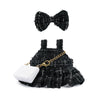 17cm Doll Clothes - enhanced Handmade Clothes 3 Piece Set Black Bow & Dress & White Bag Adjustable Outfit - elegant Chic Style Set High-End Fashion Accessories (No Doll) - No Logo