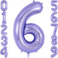 Purple Number 6 Balloon 40 Inch, Big Large Foil Helium Number Balloons, Giant Mylar Number 6 Balloons For 6 Year Old Birthday An