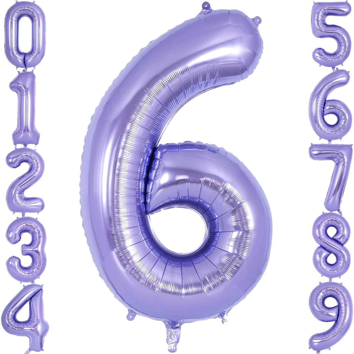 Purple Number 6 Balloon 40 Inch, Big Large Foil Helium Number Balloons, Giant Mylar Number 6 Balloons For 6 Year Old Birthday An