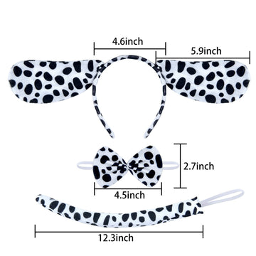 Coopay 9 Pieces Halloween Dalmatian Costume Set Puppy Dog Ears Headband Kit Include Dalmatian Ears Headbands Bow Tie And Dalmatian Tail For Christmas New Year Cosplay Costume Or Party Decoration