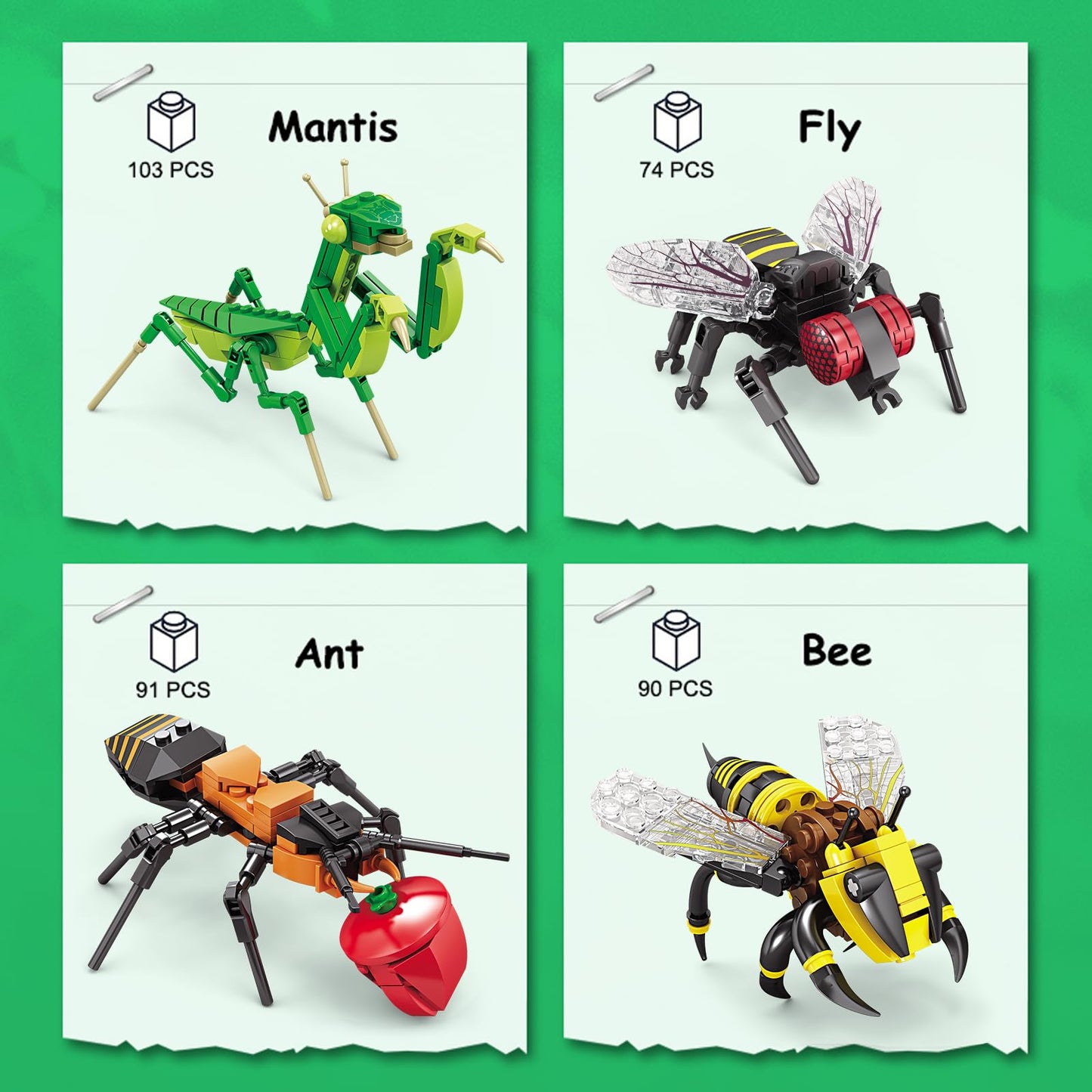 Kazi Bugs Building Toy Set,Insect Collection Building Blocks Including 8 Different Bug,Stem Toys For Kids Age 8 And Up,Play And