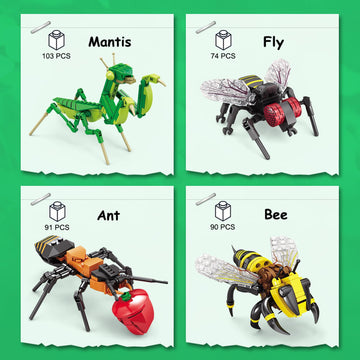 Kazi Bugs Building Toy Set,Insect Collection Building Blocks Including 8 Different Bug,Stem Toys For Kids Age 8 And Up,Play And