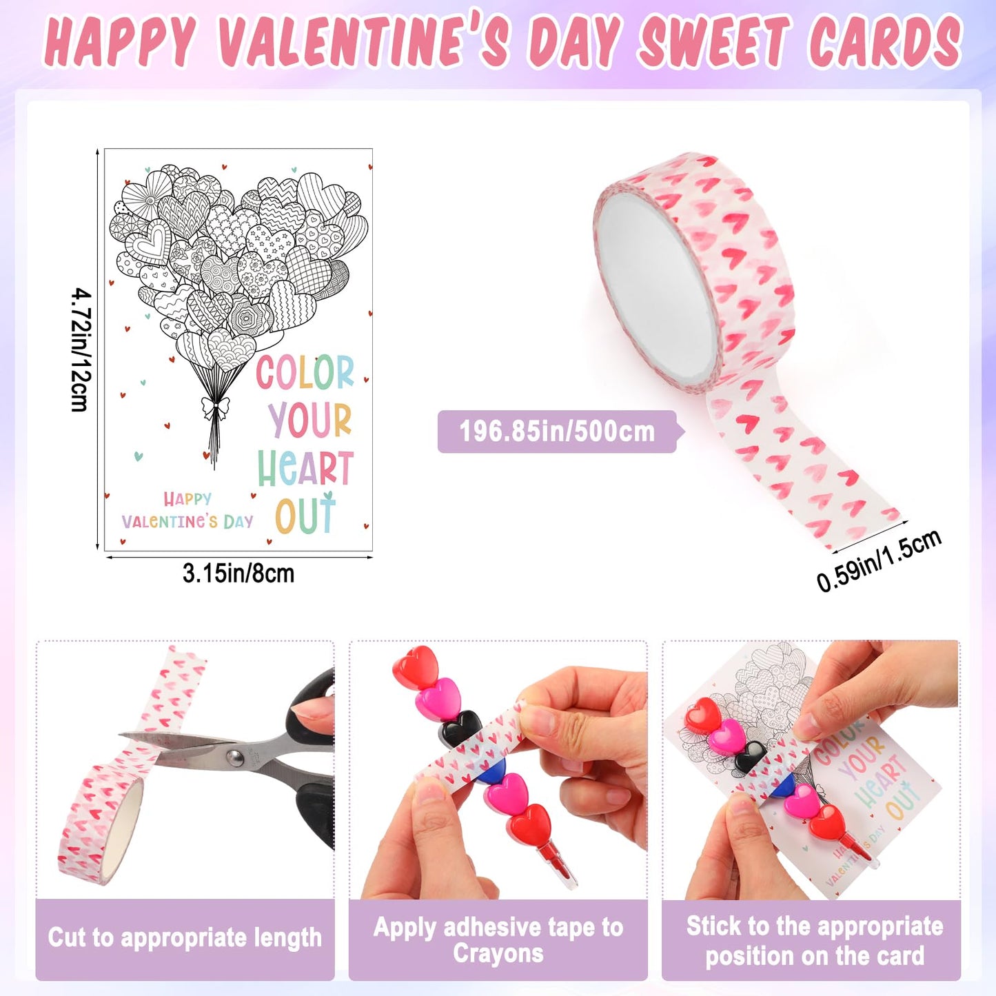 Sayglossy Stacking Crayons - 60 Colorful Crayon Sets with Card Sticker - Perfect for Valentine's Day Gifts, Classroom Rewards, and Party Supplies