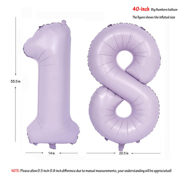 40 In Matte Purple Number Balloons Helium Foil Mylar Balloon Birthday Party Banquet Decoration Digital 18