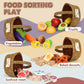 Lehoo Castle Wooden Play Food for Toddlers, Pretend Play Kitchen Accessories, 4 Food Groups, Montessori Sorting Toys for Toddler