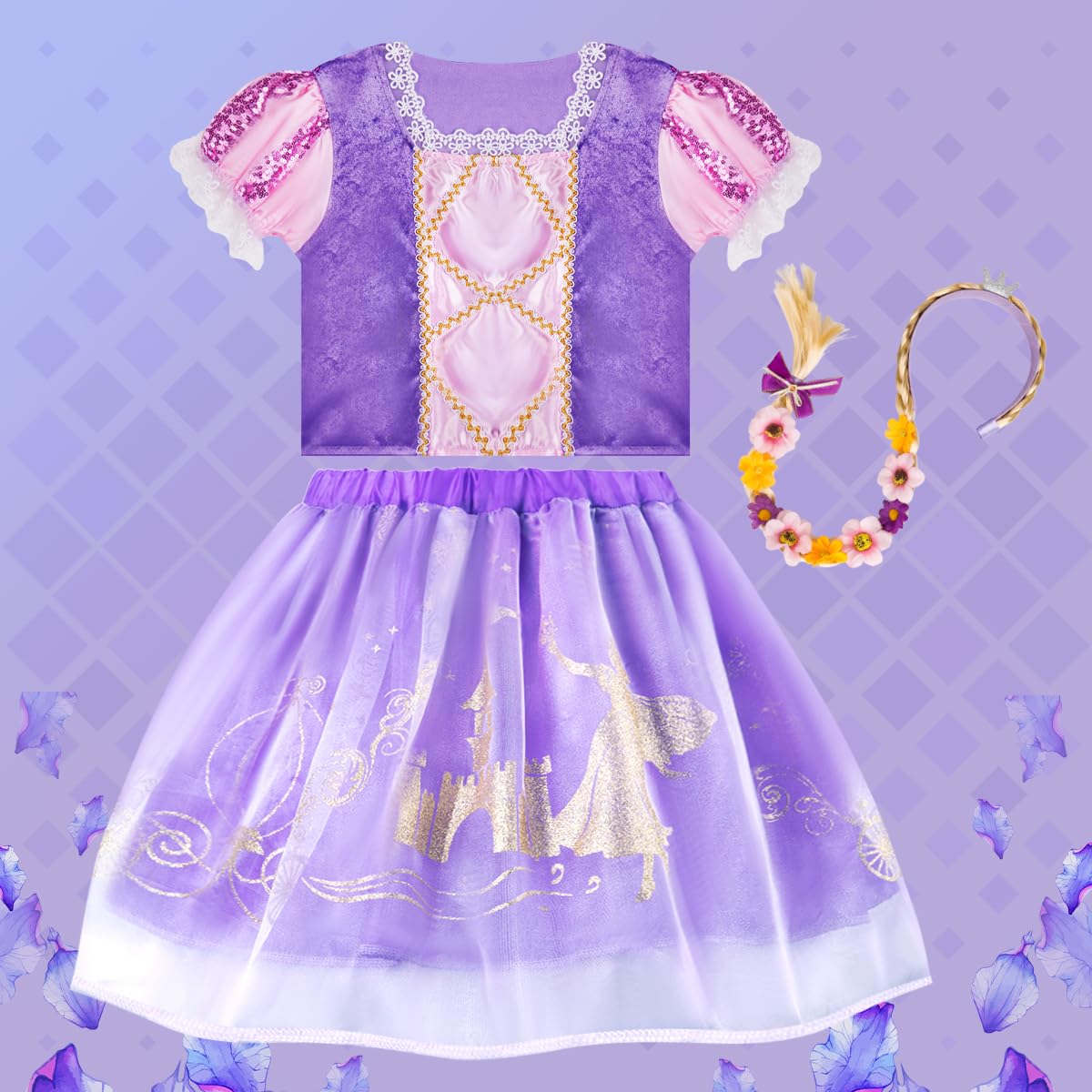Meland Princess Dress Up - Princess Dress For Girls With Princess Toys, Christmas Birthday Gift For Toddler Girls Age 3-8
