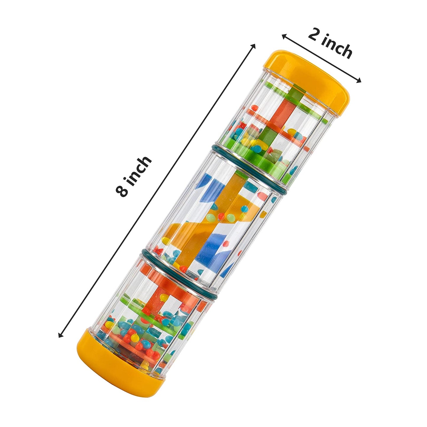 Rainmaker Baby Rain Stick Toys For Kids: 8 Inch Rainstick Sensory Rattle Toys For Babies,Shaker Rainfall Tubes Musical Instrument - Yellow