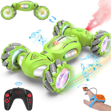 Fosgoit Gesture Sensing RC Stunt Car Toys Gifts for 6-8 8-12 Kids, 2.4Ghz 4WD Hand Controlled RC Car with Light & Music & Spray,