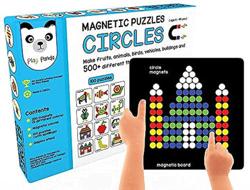 Play Panda Magnetic Puzzles : Circles With 250 Colorful Magnets, Magnetic Board, 100 Puzzles And Display Stand