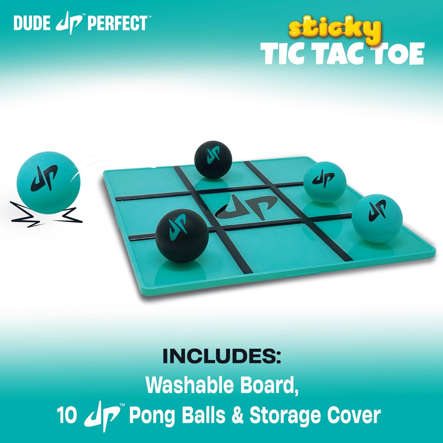 Dude Perfect Sticky Tic Tac Toe Game for Kids, 2 Players, Ages 4+, Plastic Tabletop Activity for Family Game Night and Parties
