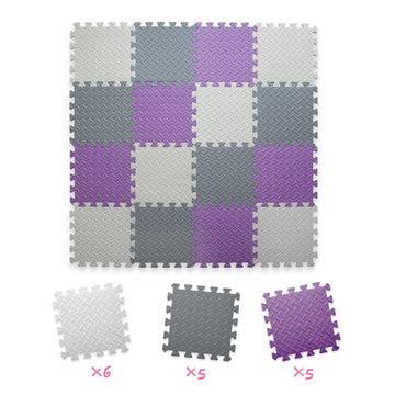 Tamiplay 16 Tiles Foam Play Mat For Baby, Soft & Safe Eva Foam Mats For Floor, Square Baby Play Mat, Solid Colored Kids Foam Puz
