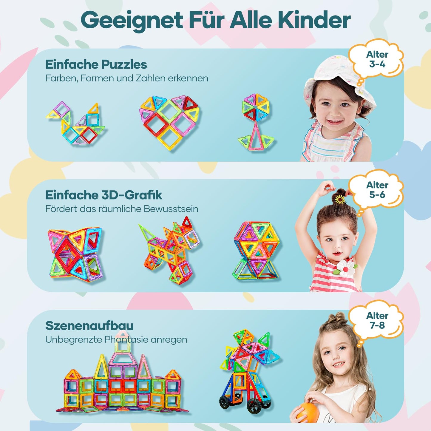 Assark Magnetic Tiles, Magnetic Blocks Magnet Toys With 2 Cars, Kids Magnetic Building Blocks Set For 3 4 5 6 7 8+ Year Old Boys