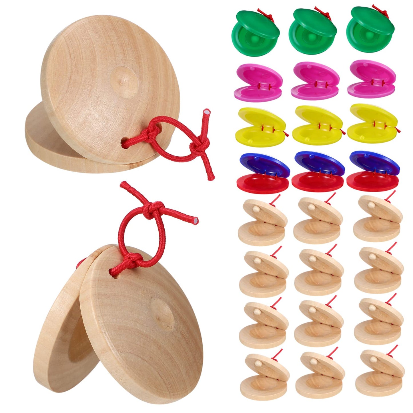 Excluzo 24Pcs Castanets Baby Instruments Baby Tots Developmental Toys Early Education Toys Rattle Kids Finger Castanets Toys Pla