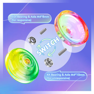 2 Pack of K2 Crystal Responsive YoYo, Plastic Yoyos for Kids Beginner, Dual Purpose Yoyos for Beginners with 12 Yoyo Strings + R