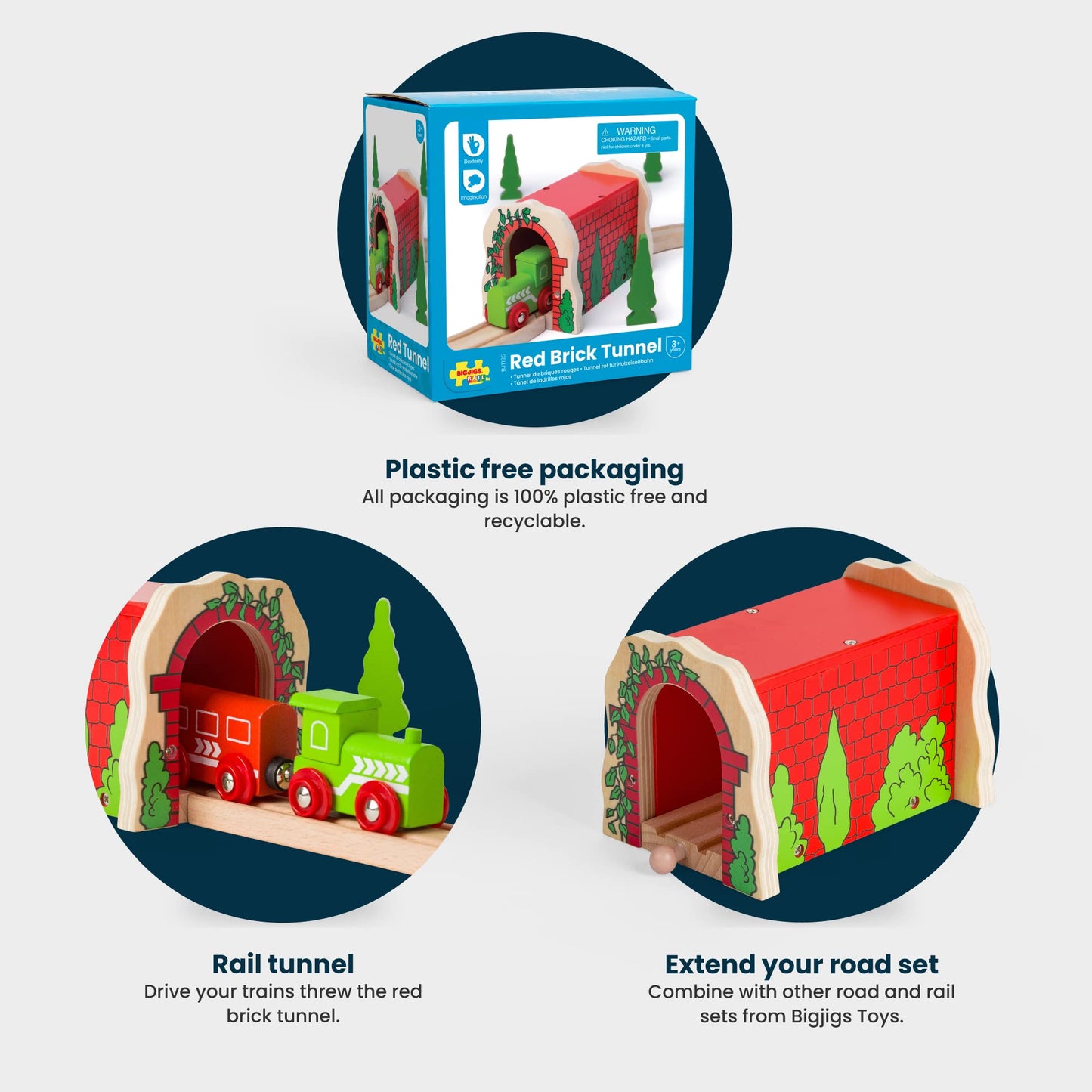 Bigjigs Rail Red Brick Tunnel, Wooden Toys, Train Set, Train Tunnel, Wooden Train Track Accessories, Bigjigs Accessories, Train Toys, Train Tunnel For Kids