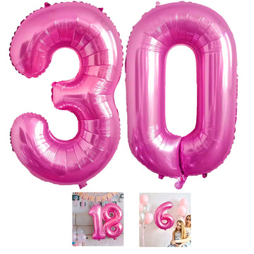 30 Number Balloon Pink 40 Inch Big Foil Mylar 30Th Balloons For 30 Year Old Men Women Birthday Party Decorations Wedding Anniver