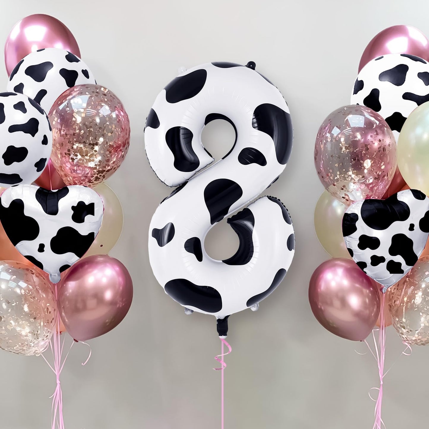 Cow Print Number 8 Balloon, Large 40 Inch Cow Number Birthday Balloons, Foil Mylar Number 8 Balloons For 8 Year Old Birthday Par