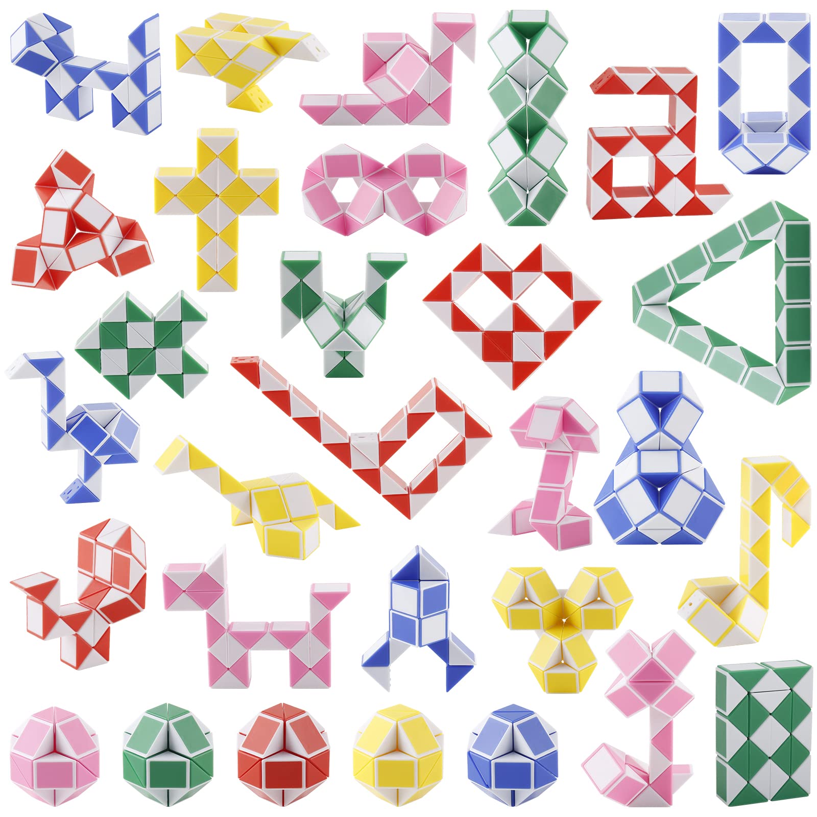Ganowo 30 Pack Party favor, Medium Fidget Snake Cube Twist Puzzle Toys for Kids Teens Stocking Stuffers Bulk Birthday Party Supp
