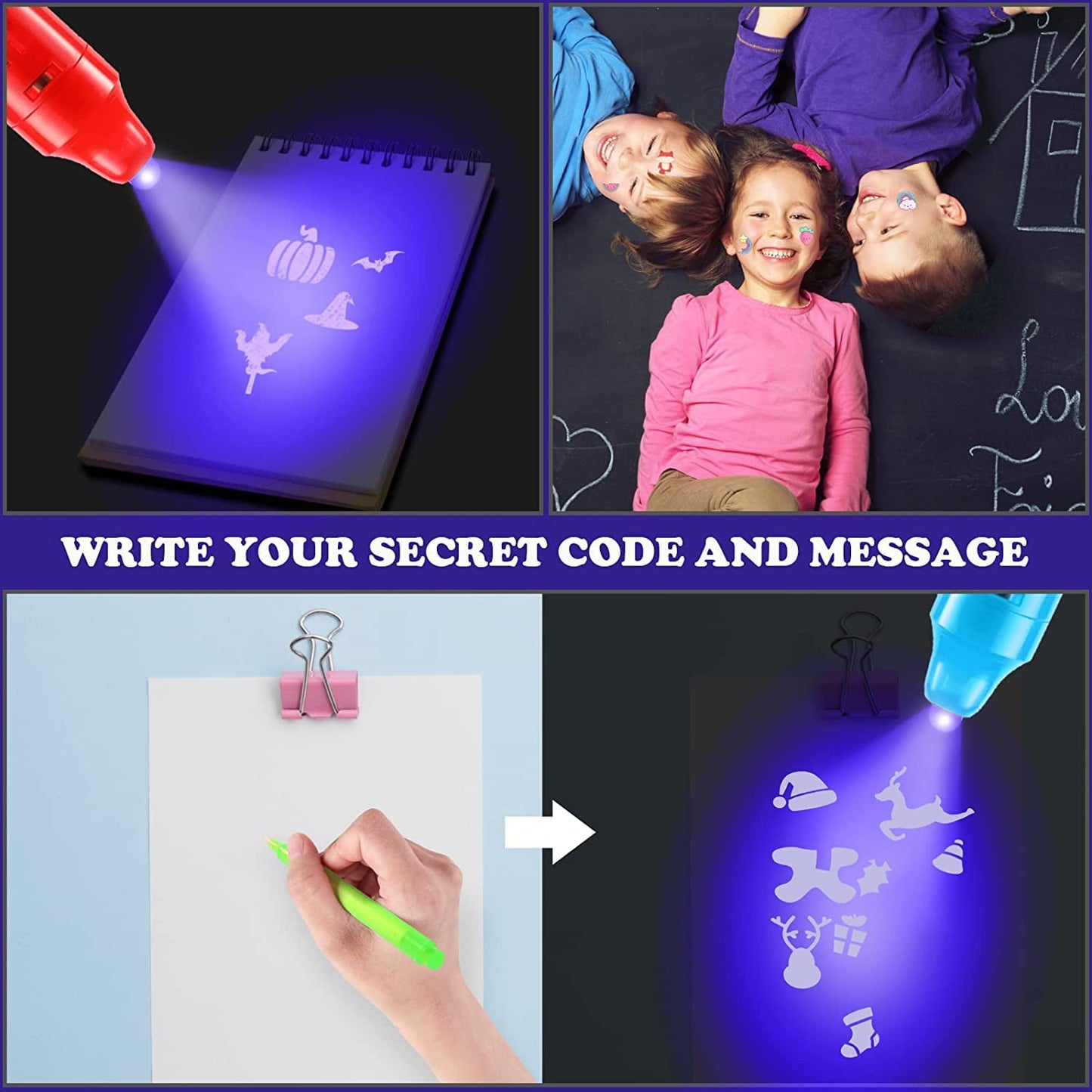 Dazspirit 20Pcs Invisible Ink Pens With Uv Light Party Bag Fillers For Boys And Girls, Magic Pen Disappearing Ink For Kids, Uv L