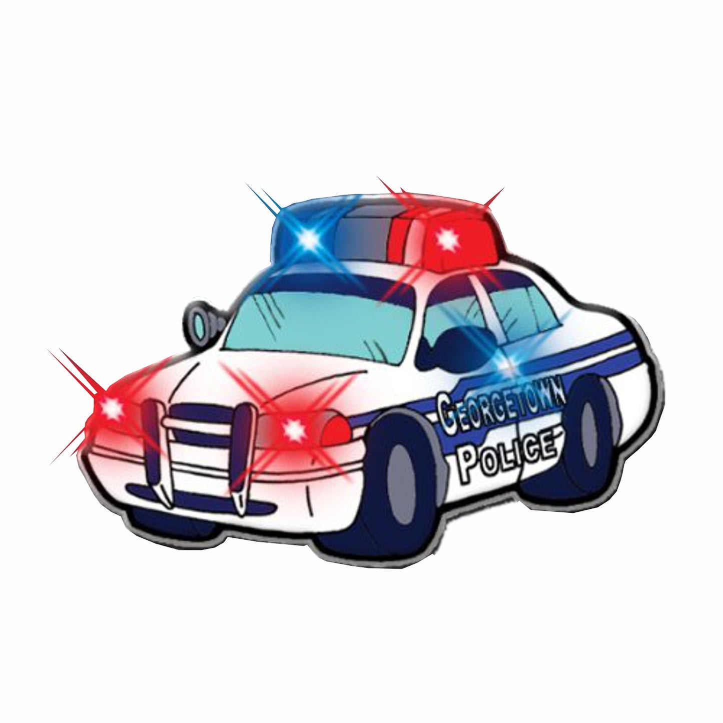 Police Car Flashing Body Light Lapel Pins With 3 Red And 2 Blue Bright Leds