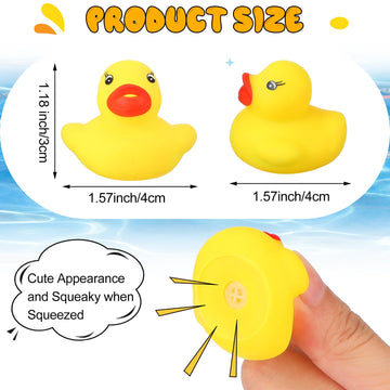 Zhanmai 300 Pcs Mini Rubber Ducks Set Bath Toy, Float Squeak Yellow Ducks In Bulk, Tiny Shower Rubber Ducks, Bathtub Toy Pool To