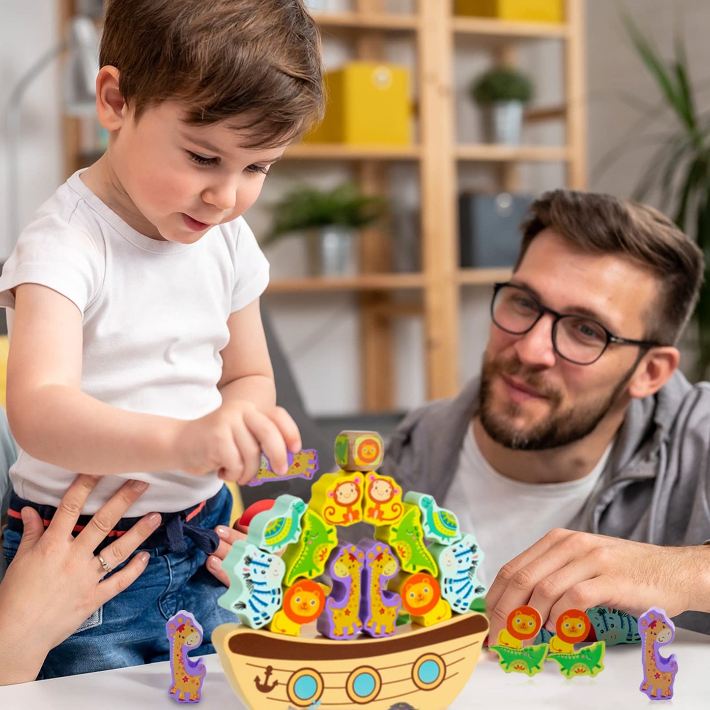 Aluabi Board Games For Kids & Adults, Noah'S Ark Wooden Balance Stacking Toys,Stacking Blocks Balance Game, Bible Story Toys Baptism Gift For Boys Girls,Fine Motor Balance Game,Easter Birthday Gift