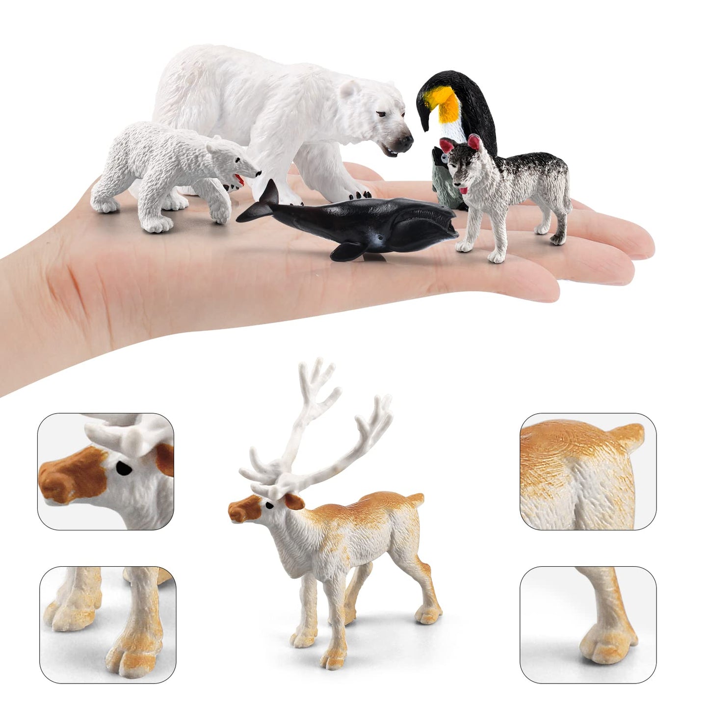 Arctic Ocean Animals Set - 18Pcs Christmas Toy Gift - Polar Bear, Fox, Penguin, Fish Figurines - Educational Playset For Kids &