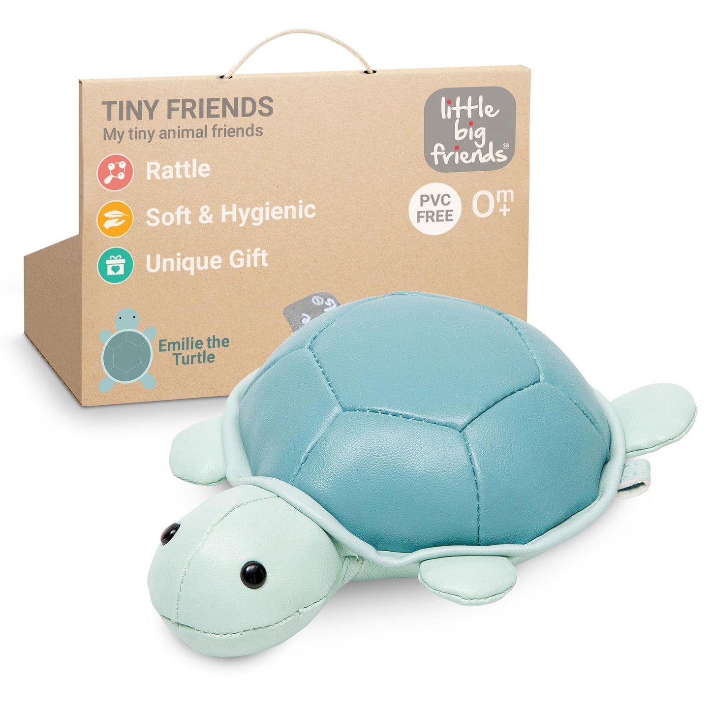 Little Big Friends Tiny Friends | Rattle Toy | Special Stuffed Animal | Easy To Clean | Emilie The Turtle
