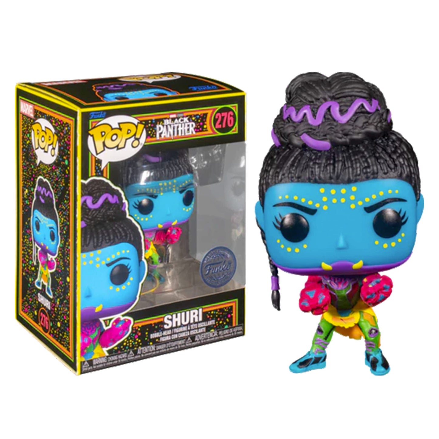 Funko Pop! Marvel: Black Panther - Shuri, Special Edition Black Light Exclusive Figure #276