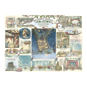Cobble Hill 1000 Piece Puzzle - Brambly Hedge Winter Story - 26.625 x 19.25 inches - Linen Paper - Model 40018 - Sample Poster Included