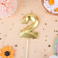 PHD CAKE 2.76 Inch Diamond Gold 2 Number Birthday Candles, Gold Number Candles, Cake Number Candles, Party Celebration