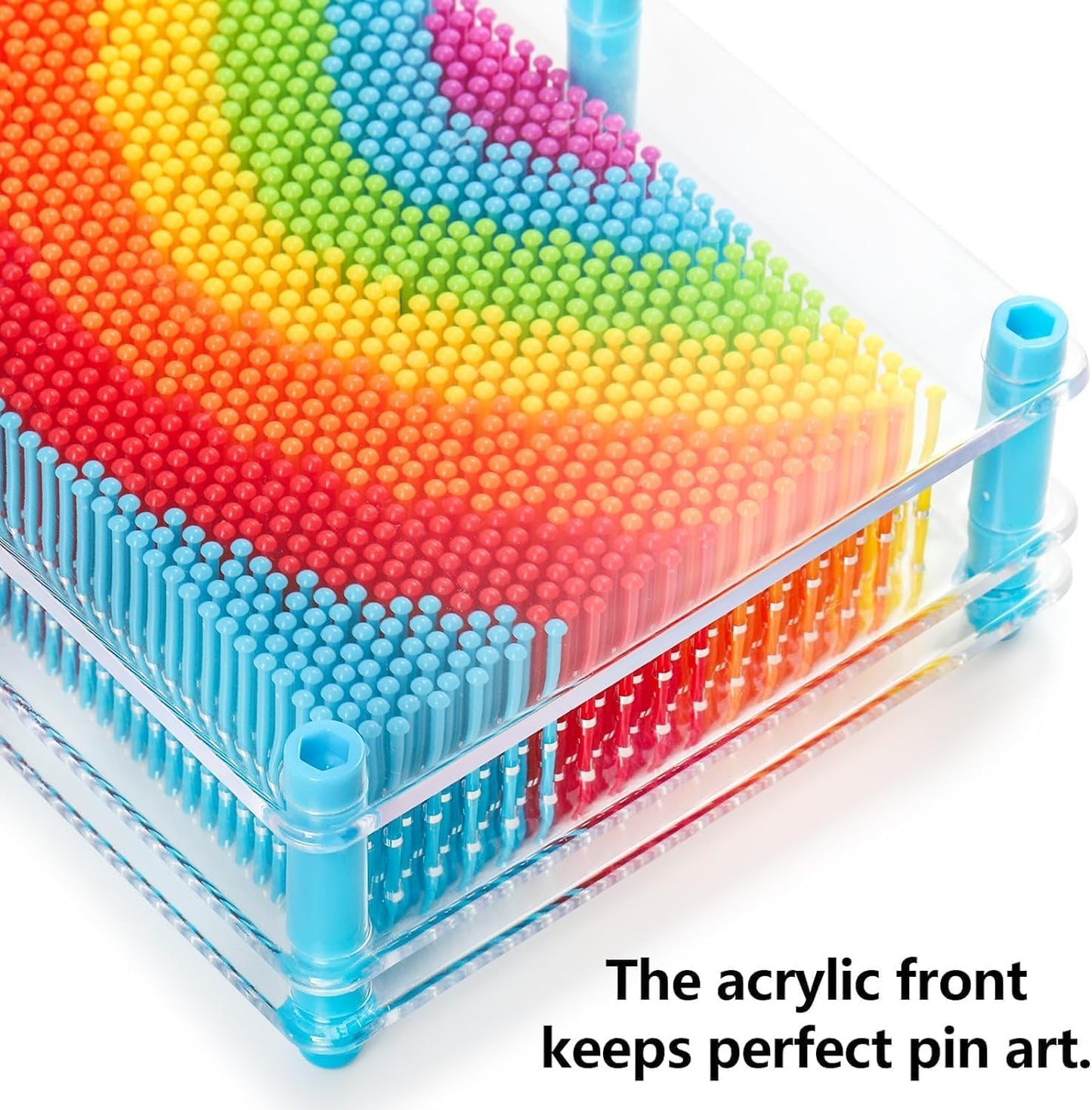 Hacaroa 3 Pack 3D Pin Art Toy, Rainbow Plastic Pin Art Board Sensory Toys, Pin Impression Sculpture Needle Toy For Autistic Children, Kids, Adults, 3 Sizes