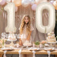 Suwen 40 Inch Cream White Large 10 Balloon Numbers Big Foil Helium Number Balloons 0-9 Jumbo Happy 10Th Mylar Birthday Party Dec