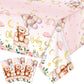 3 Pack Teddy Bear Baby Shower Tablecloth Plastic Table Cover Balloon Bear Rectangle Tablecloth For Boy Girl Gender Reveal Birthday Baby Shower Bear Theme Party Decor, 54 X 108 Inch (Pink)