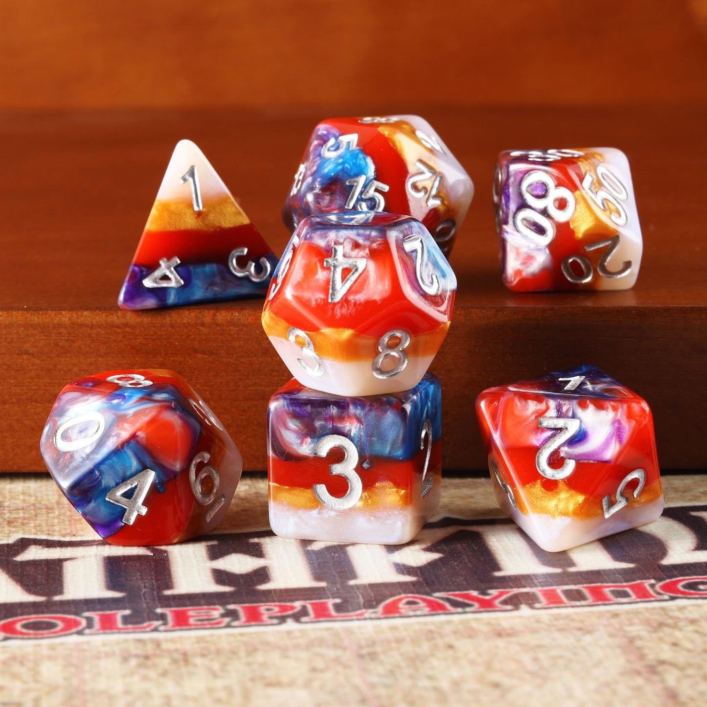 DND Dice Set, Solid Hierarchical Polyhedral Die,Colour Resin Dice Game Dice for D&D Dungeons and Dragons RPGs Role Playing Table