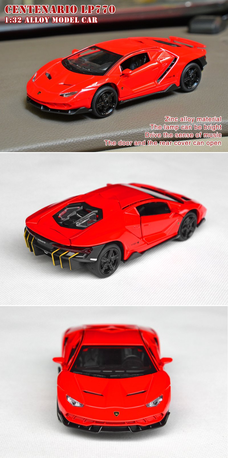 Tianmei 1:32 Supercar Kids Toys Die-Cast Alloy Metal Car Model Collection Children Play Vehicle (Lbjn - Red)