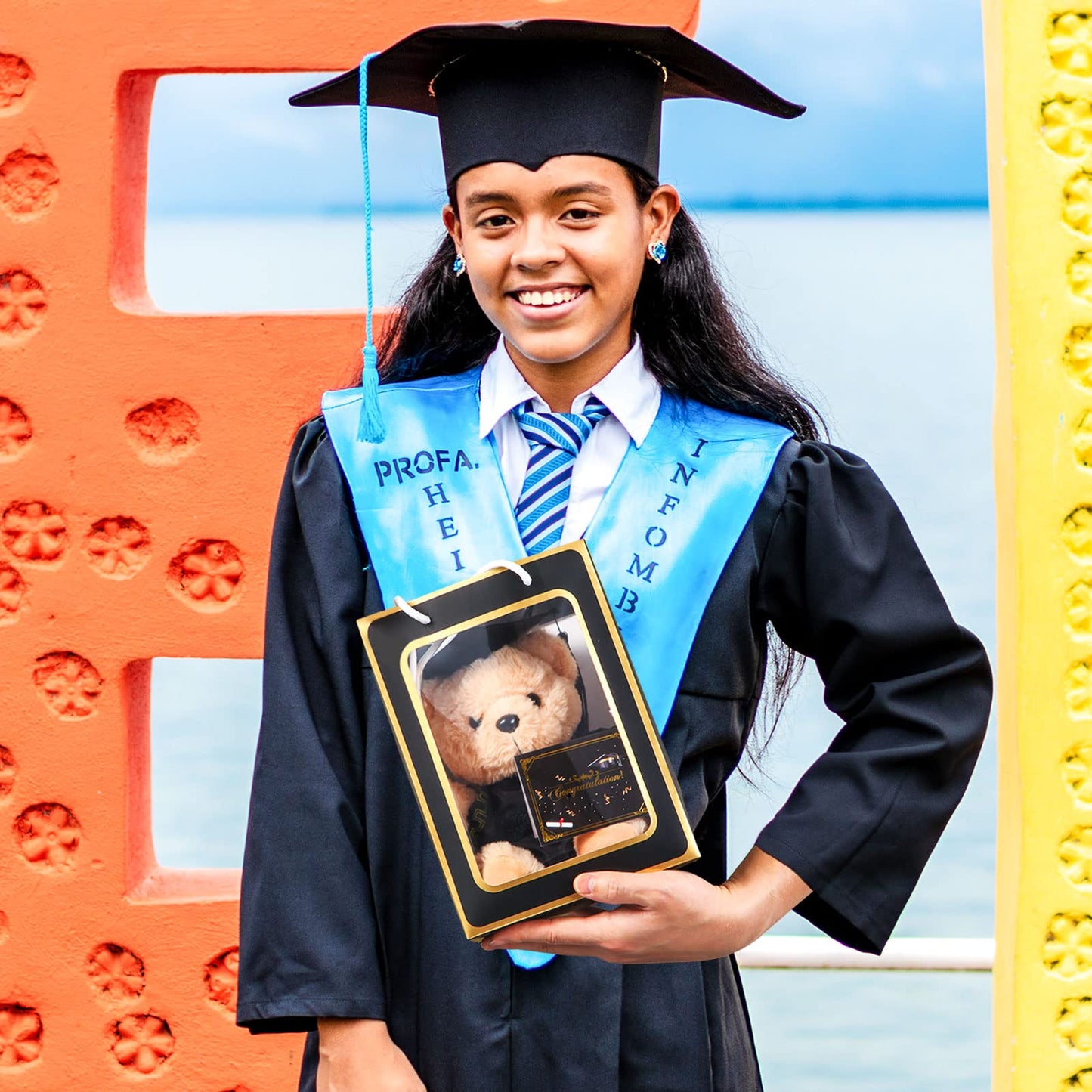 Zjoey Bear With Graduation Cap Toys Class Of 2025 Plush Stuffed Teddy Bear Animal Dog Cap And Gown With Greeting Card And Bag Fo