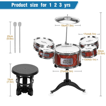 Toddler Musical Toys Drum Set For Kids Age 2-4 - Jazz Rock Drum Kit Set Musical Instruments Toy For Christmas Party Birthday Gif