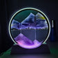 Akaco Sand Art Table Lamp - Moving Sand Art with Light, Round Glass, Purple Wood Base, Creative Home Decor Gift, Model AK-WOODSH-B-Purple