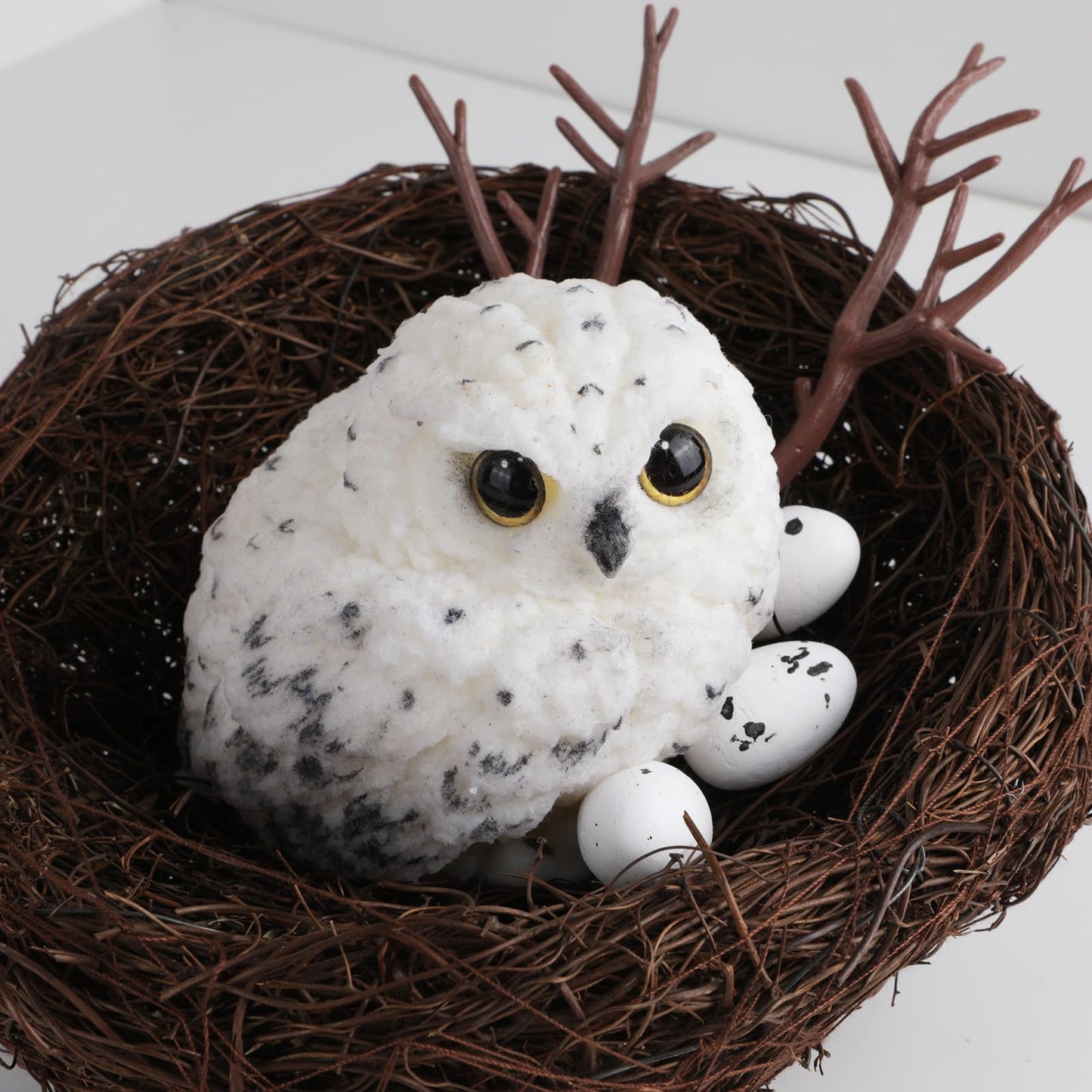 Big Owl Taba Squishy Kit - Handmade Silicone Animal Toys, Perfect For Owl Gifts For Women (White)
